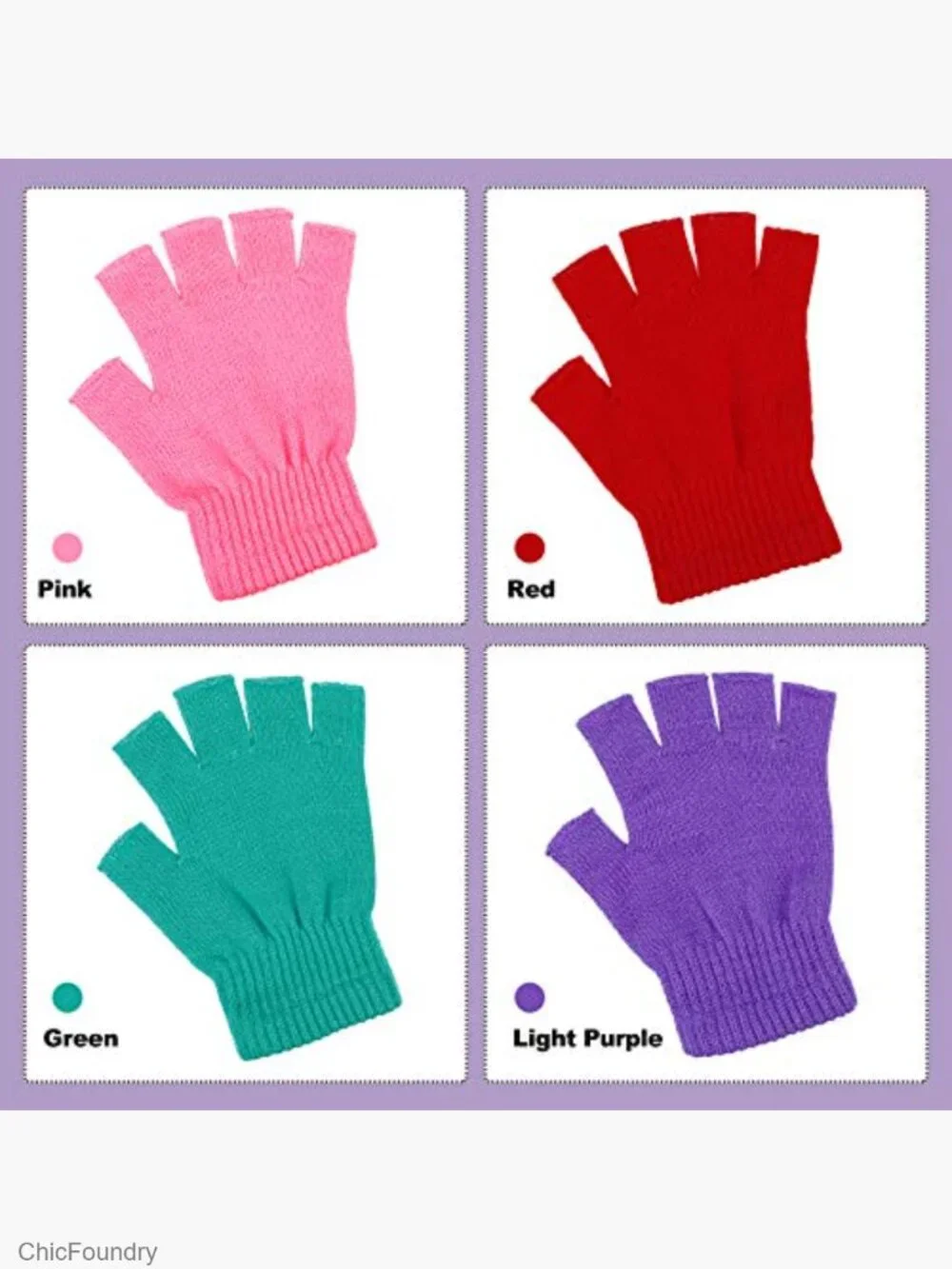 4 Pairs Fingerless Gloves Half Mittens Winter Knitted for Kids
